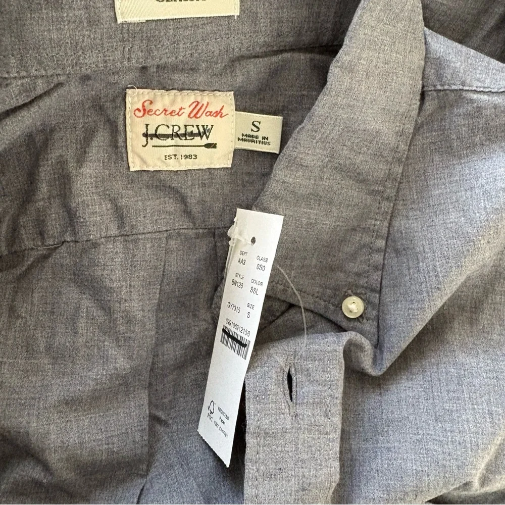 NWT J. Crew Secret Wash Cotton Poplin Shirt Smoky Plate Monogrammed